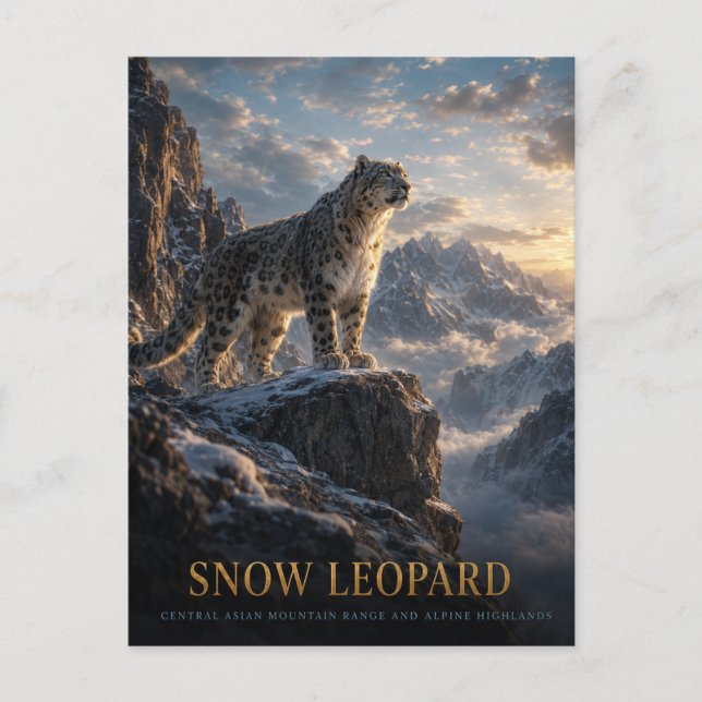 Snow Leopard Alpine Highlands ANIMALS Postcard (Front)