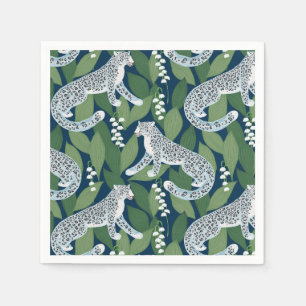 Snow Leopard and Lily of the Valley Napkin