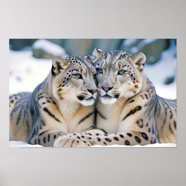 Snow Leopard Animal Nature Wildlife Affection Love Poster (Front)