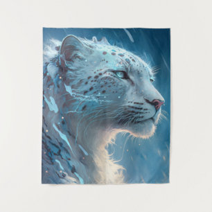 Snow Leopard Animal Portrait Painting Wildlife Art Tapestry