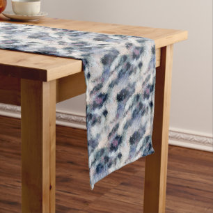 Snow Leopard Animal Print Skin Pattern Short Table Runner