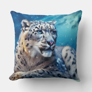 Snow Leopard Animal Wildlife Wilderness Wall Art Throw Pillow