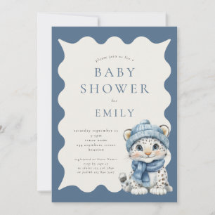 Snow Leopard Arctic Blue Baby Shower Invitation