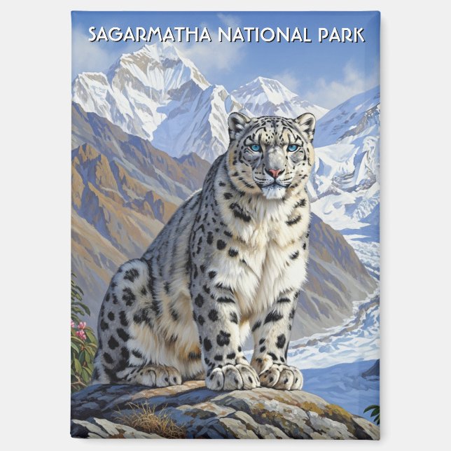 Snow Leopard at Sagarmatha National Park Nepal Magnet (Front)