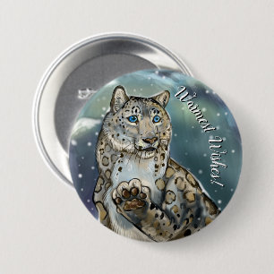 Snow Leopard Badge/Button 3 Inch Round Button