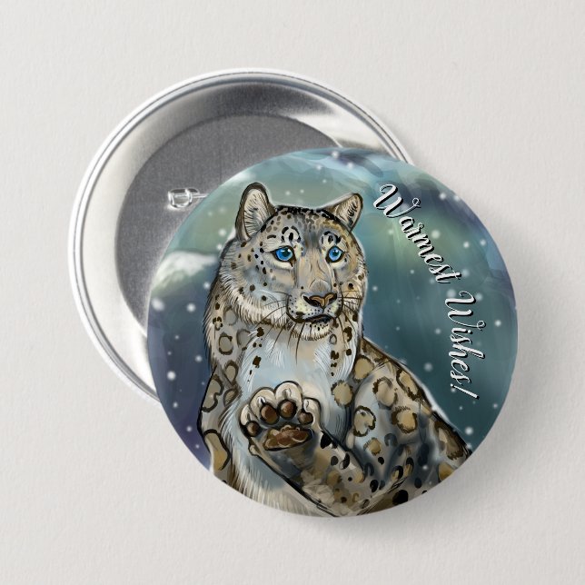 Snow Leopard Badge/Button 3 Inch Round Button (Front & Back)