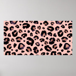 Snow Leopard black gray beige seamless background. Poster