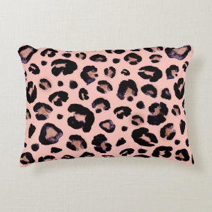 Snow Leopard black grey beige seamless background. Accent Pillow
