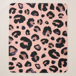 Snow Leopard black grey beige seamless background. Sherpa Blanket