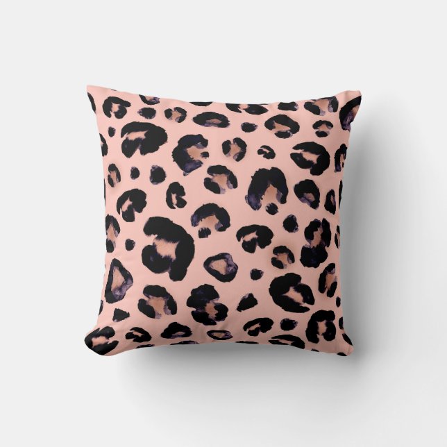 Snow Leopard black grey beige seamless background. Throw Pillow (Front)