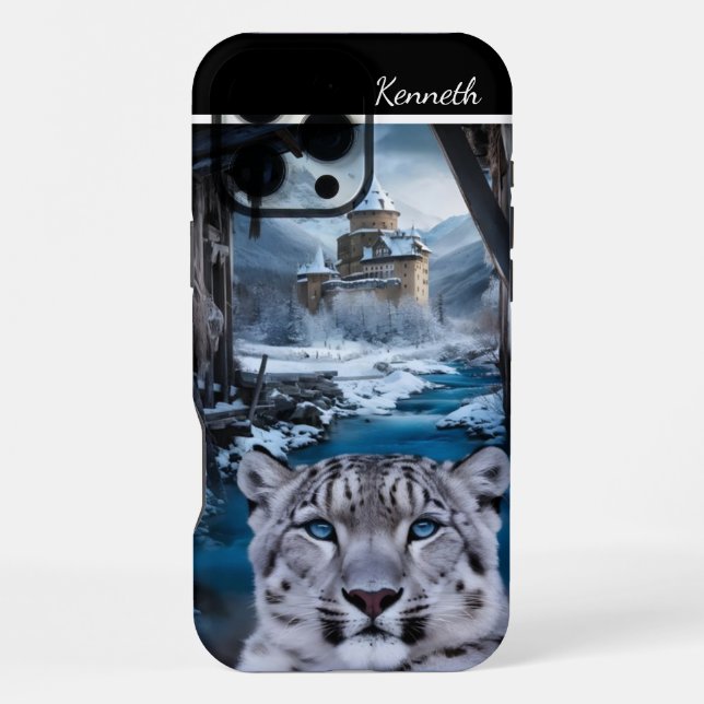 Snow Leopard by the Winter Castle iPhone Case (Back)