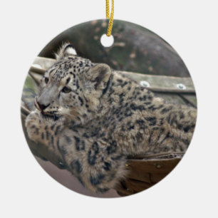 Snow Leopard Ceramic Ornament