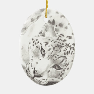 Snow Leopard Ceramic Ornament