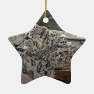 Snow Leopard Ceramic Ornament