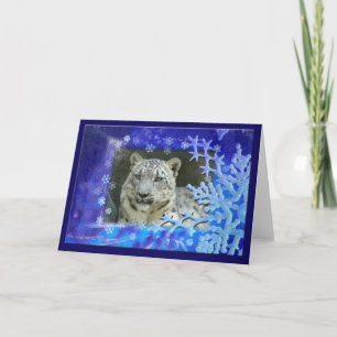 Snow Leopard Christmas Greeting Card