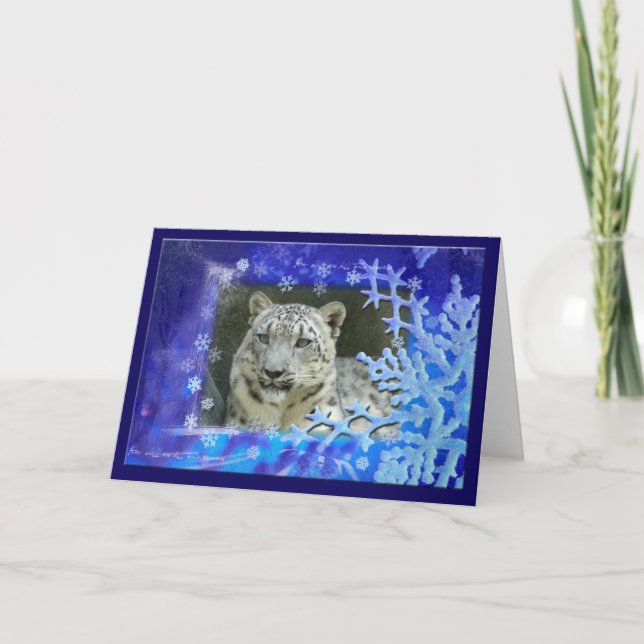 Snow Leopard Christmas Greeting Card (Front)