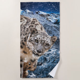 SNOW LEOPARD CLOUD WALKER BEACH TOWEL