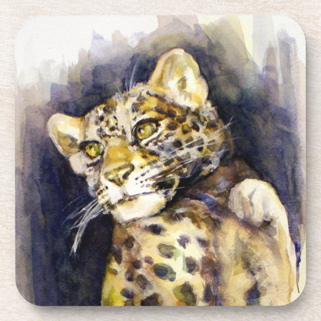 Snow Leopard Cork Coaster (Front)
