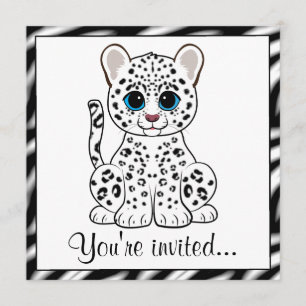 Snow Leopard Cub Cartoon Invitation