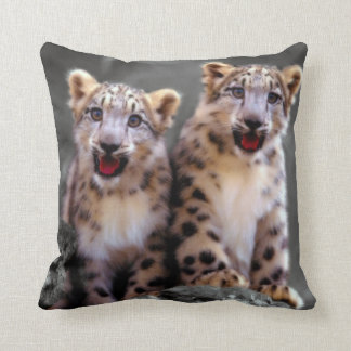 Snow Leopard Cubs Throw Pillow
