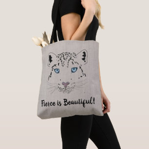 Snow Leopard Drawing Fierce is Beautiful Tote