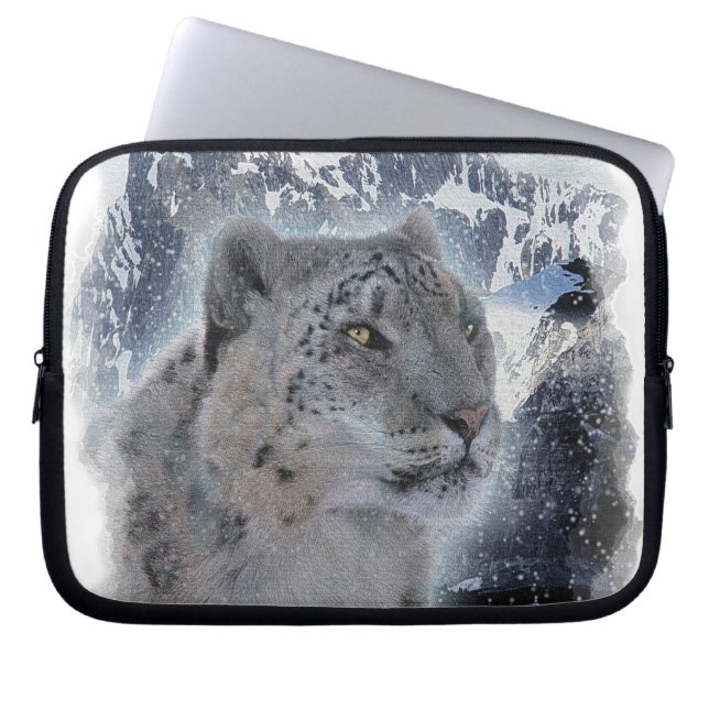 SNOW LEOPARD Endangered Species of Big Cat Laptop Sleeve (Front)