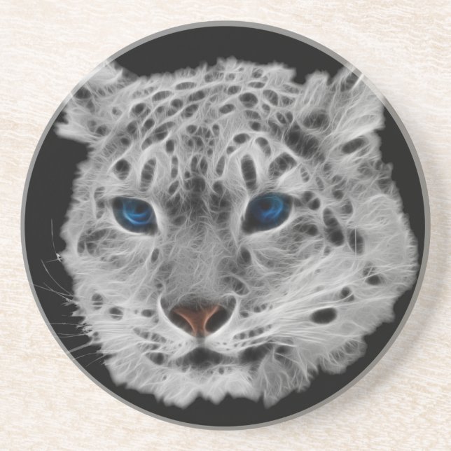 Snow Leopard Fractal Coaster (Front)