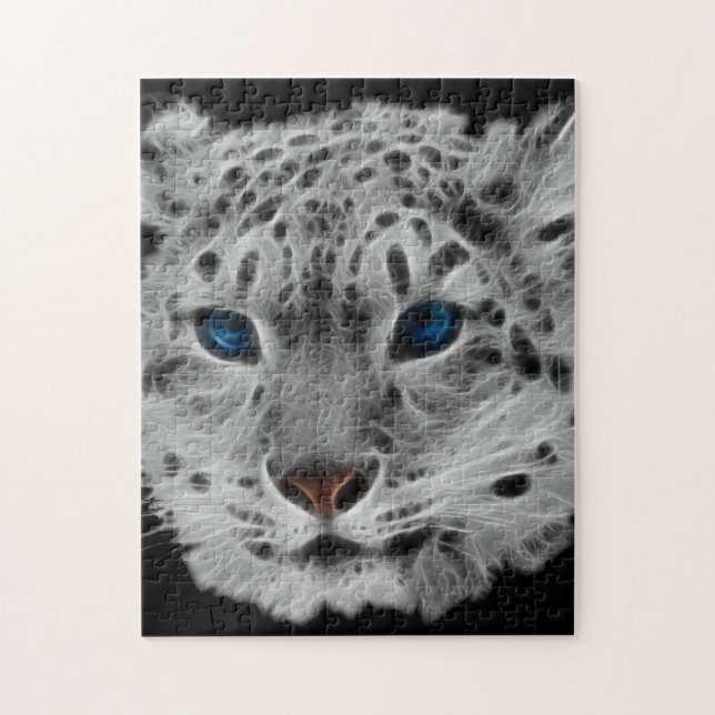 Snow Leopard Fractal Jigsaw Puzzle (Vertical)