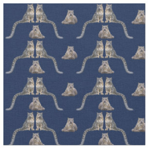 Snow Leopard Frenzy Fabric (Navy)