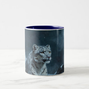 Snow Leopard & Full Moon Two-Tone Coffee Mug