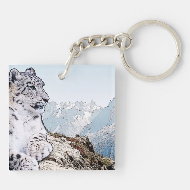 Snow Leopard Keychain (Back)