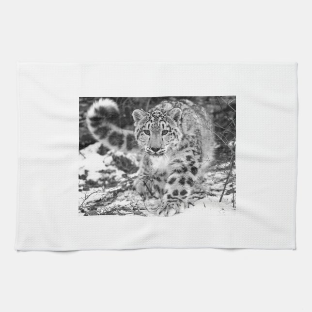 Snow Leopard Kitchen Towel (Horizontal)