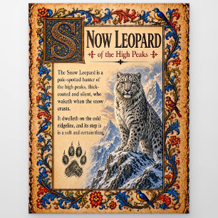 Snow Leopard, Medieval Bestiary Art Postcard