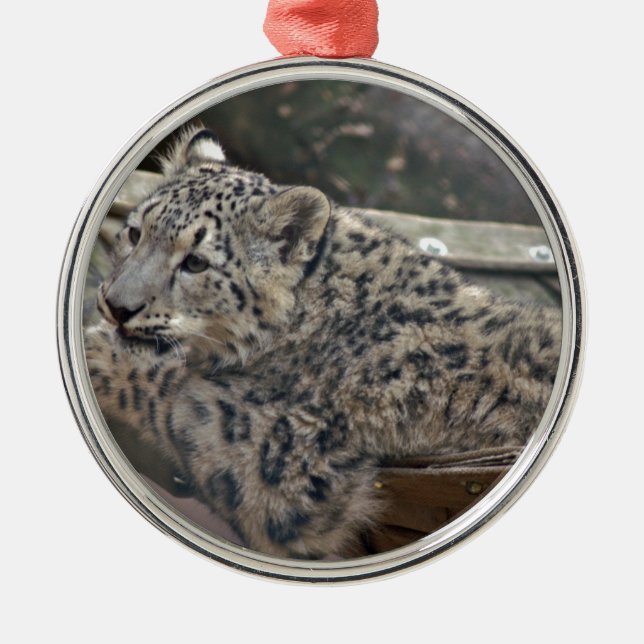 Snow Leopard Metal Ornament (Front)
