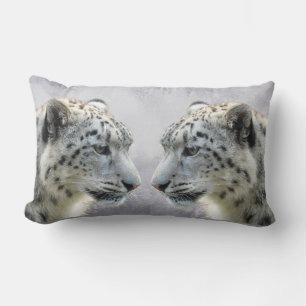 Snow Leopard Mirror Symmetry Wildlife Art Design Lumbar Pillow