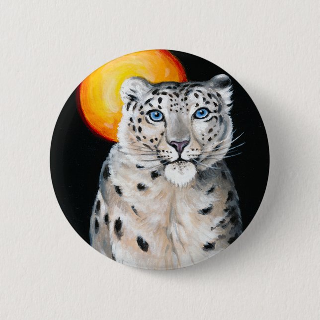 Snow Leopard Moon 2 Inch Round Button (Front)