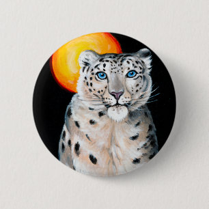 Snow Leopard Moon 2 Inch Round Button