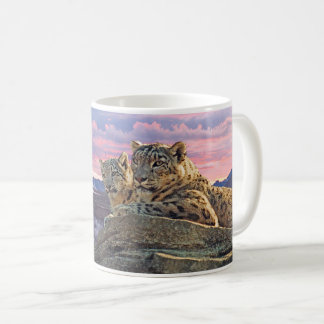 Snow Leopard Mother and Cub - Coffee Mug
