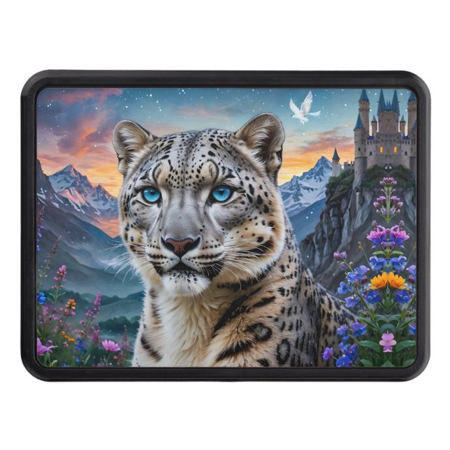 Snow Leopard Mountain Castle At Sunset Trailer Hitch Cover (Front)
