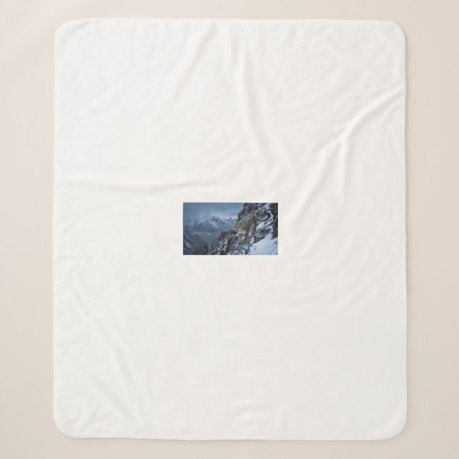 Snow Leopard Mountain Cliff Wildlife Sherpa Blanke Blanket (Front)