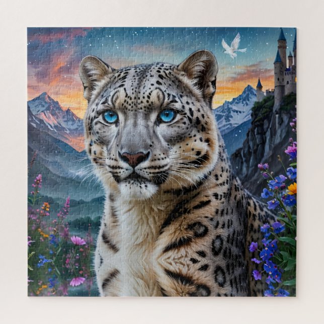 Snow Leopard Mountain Valley Sunset Jigsaw Puzzle (Vertical)
