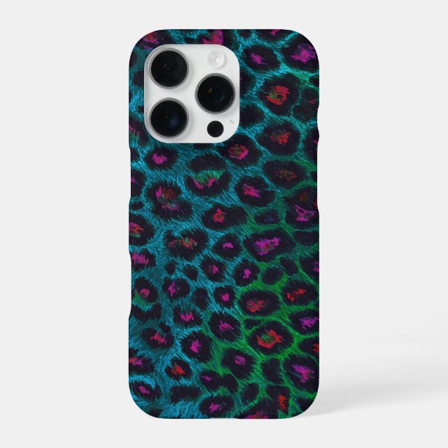 Snow Leopard Neon-Noir Pattern iPhone Case (Back)