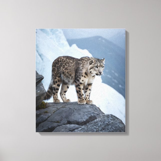 Snow Leopard on a Frozen Peak Canvas Print (Front)