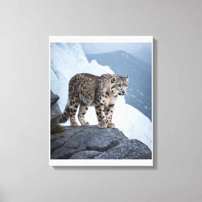 Snow Leopard on a Frozen Peak Canvas Print (Front)