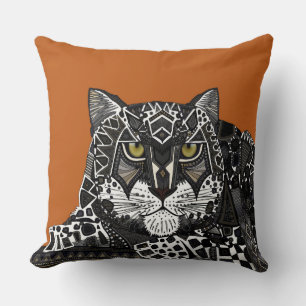 snow leopard orange throw pillow
