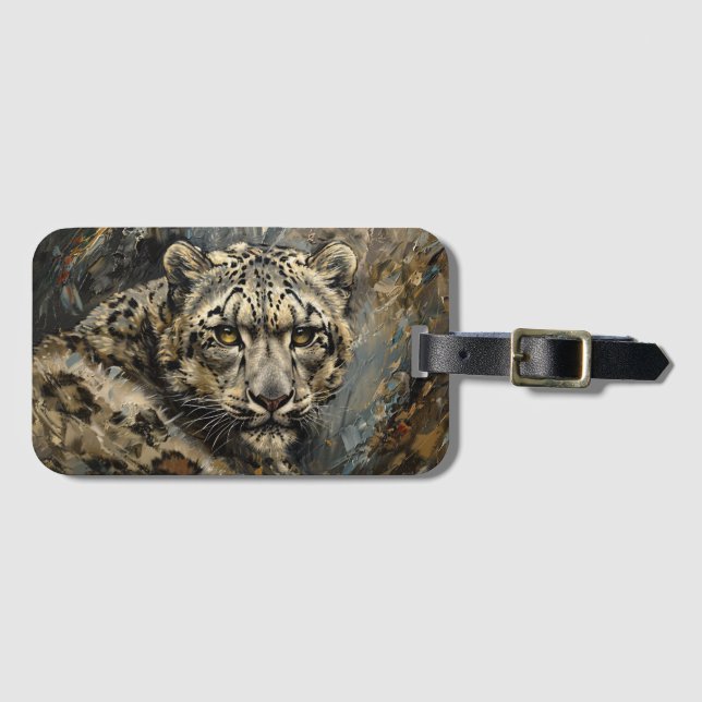 Snow Leopard Painting Luggage Tag (Front Horizontal)