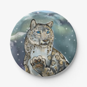Snow Leopard Paper Plate