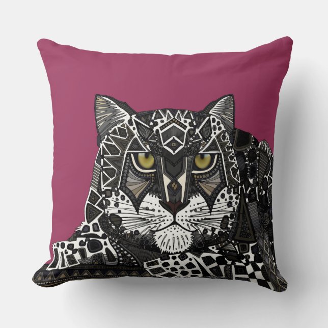 snow leopard pink throw pillow (Front)