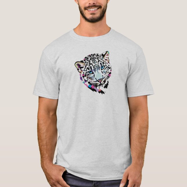 Snow Leopard Pop Art Print T-Shirt (Front)