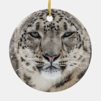 Snow Leopard Portrait Ceramic Ornament